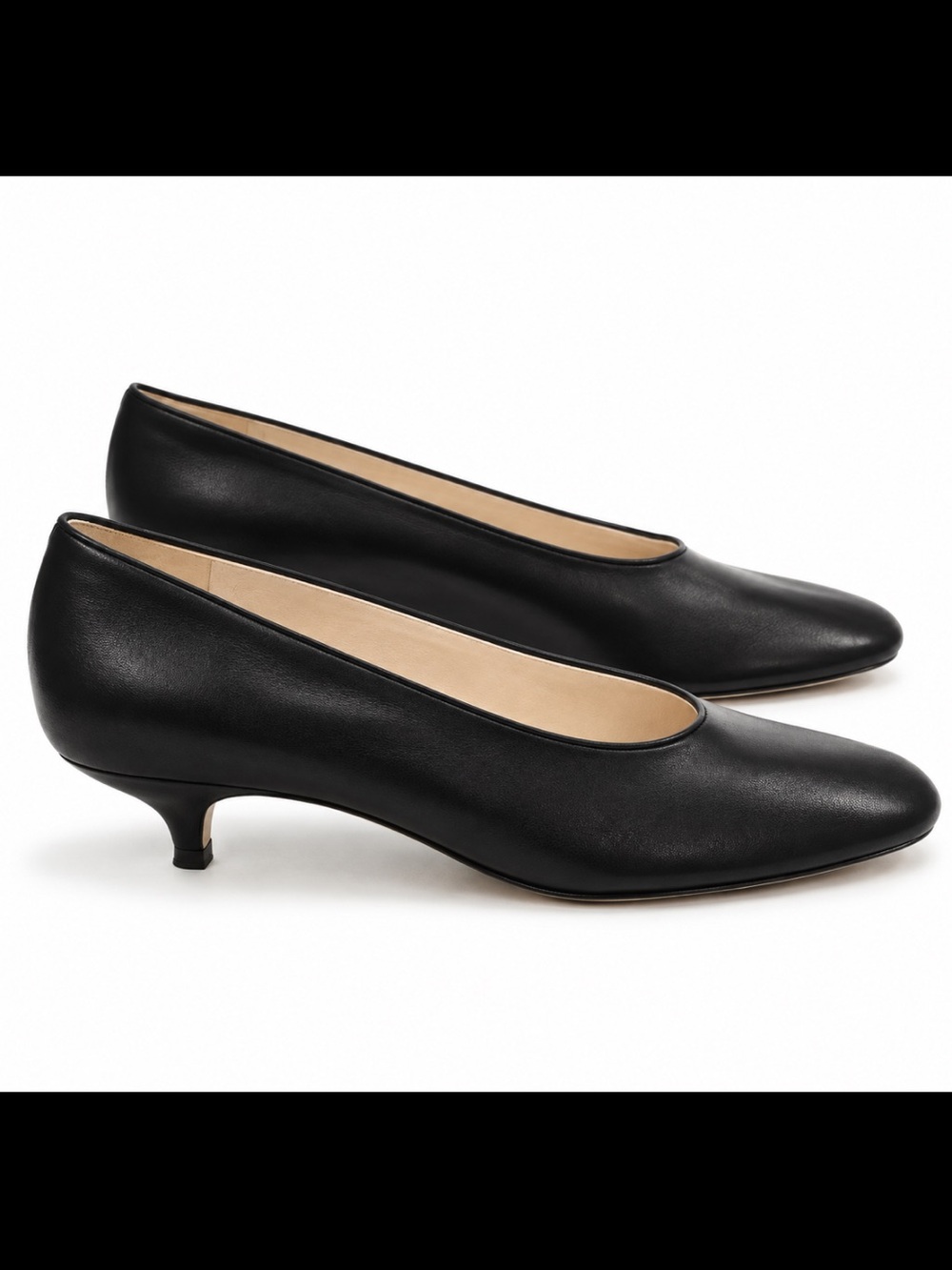 Massimo Dutti Black Soft Leather Kitten Heel Pumps – NWT Size 35